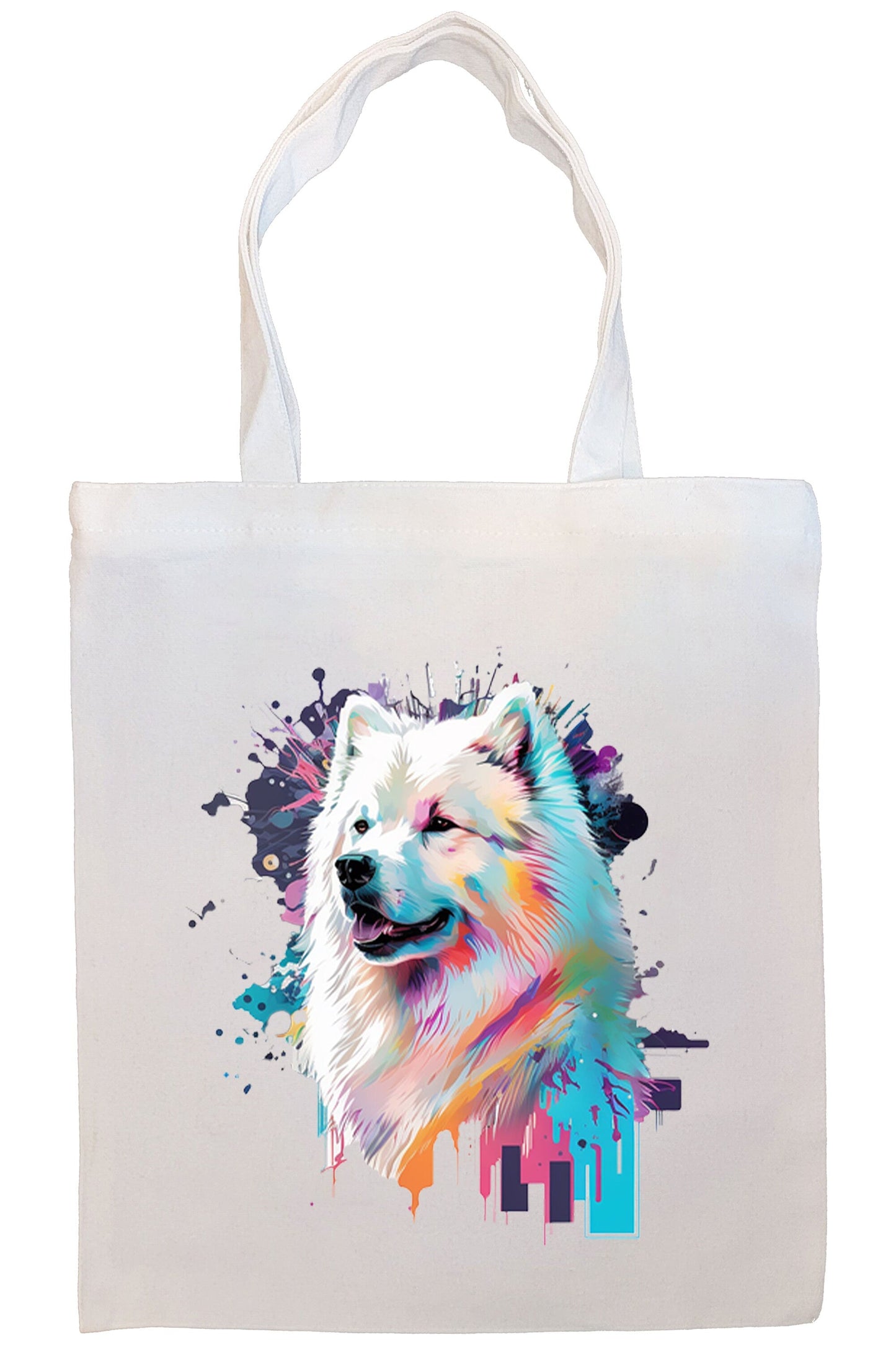 Canvas Tote Bag, Zippered With Handles & Inner Pocket, "Samoyed"