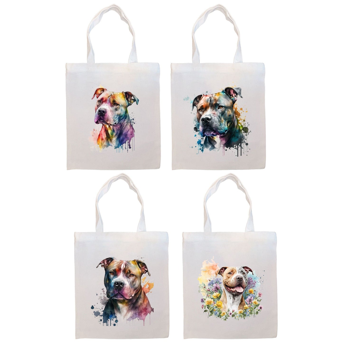 Canvas Tote Bag, Zippered With Handles & Inner Pocket, "Pit Bull"