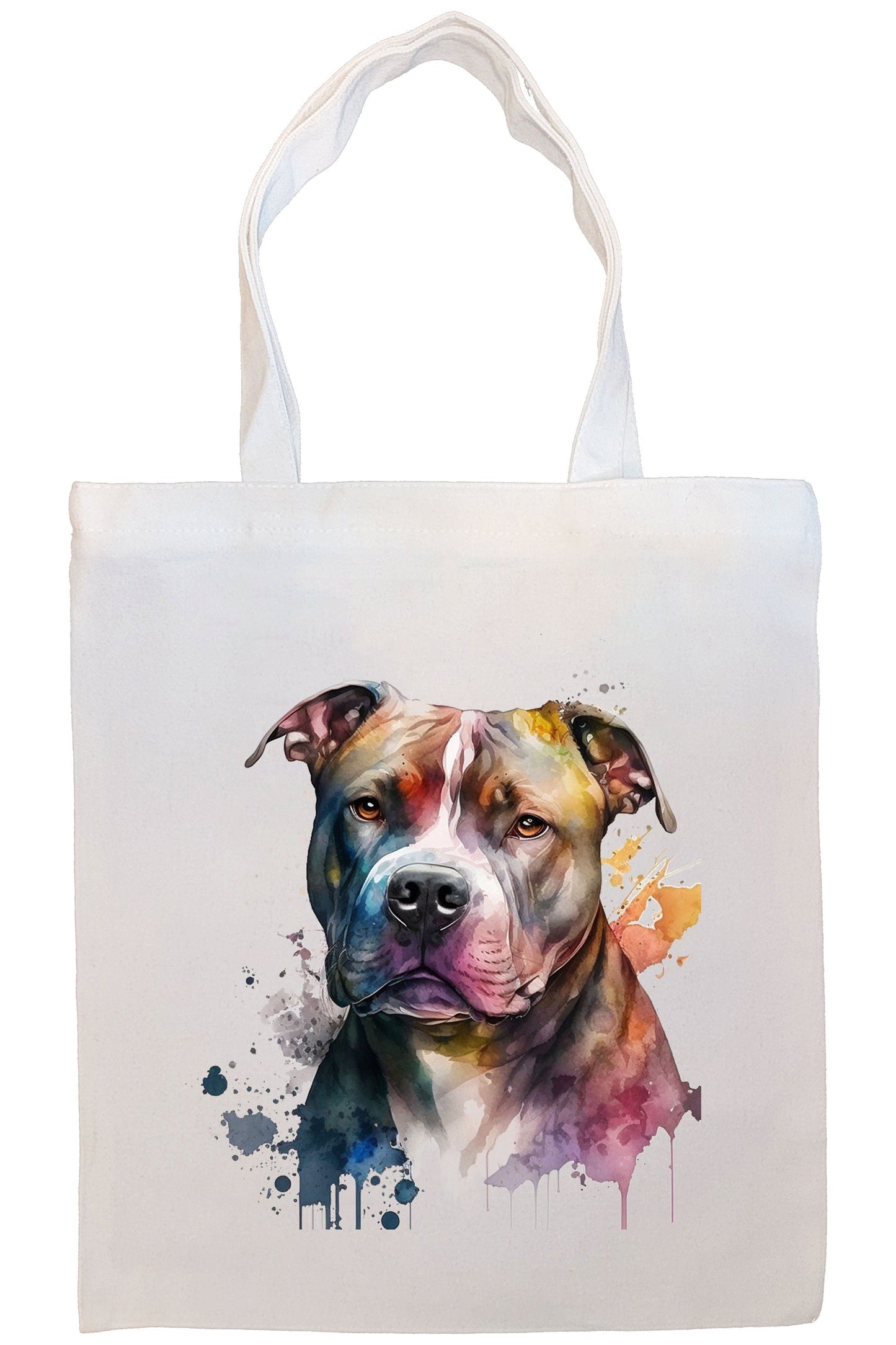 Canvas Tote Bag, Zippered With Handles & Inner Pocket, "Pit Bull"