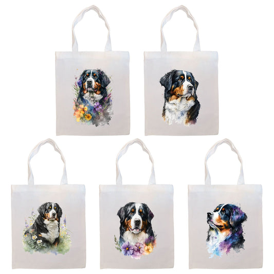 Canvas Tote Bag, Zippered With Handles & Inner Pocket, "Bernese Mountain Dog"