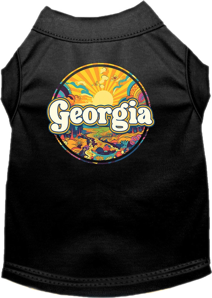 Pet Dog & Cat Screen Printed Shirt, "Georgia Trippy Peaks"