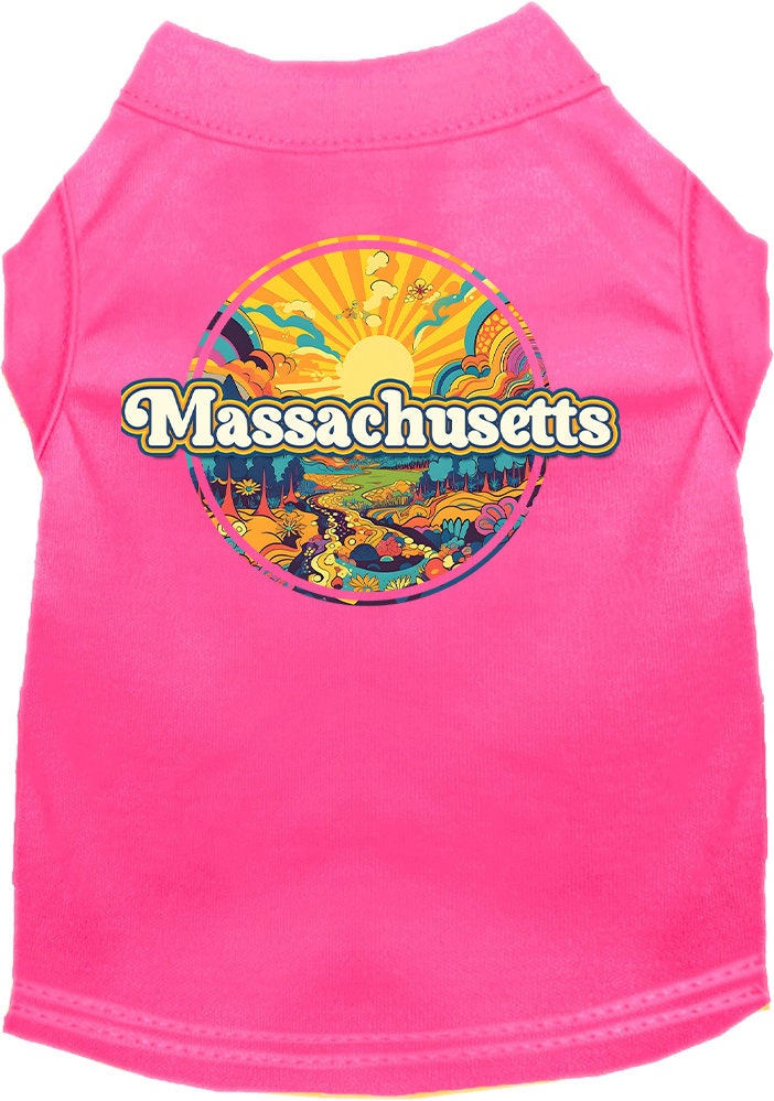 Pet Dog & Cat Screen Printed Shirt, "Massachusetts Trippy Peaks"