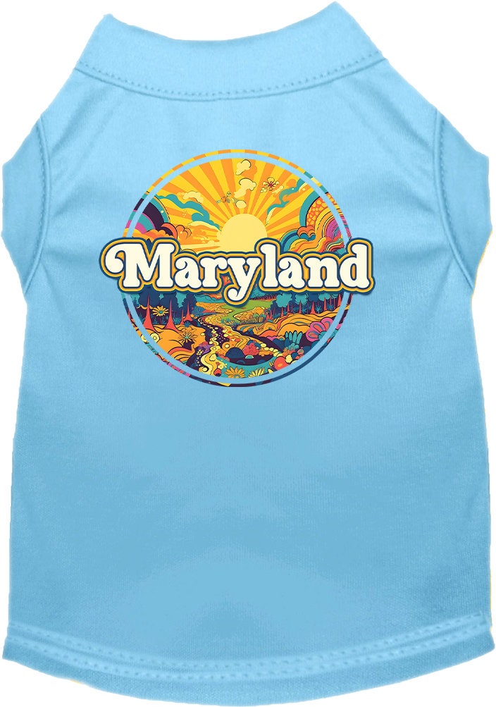 Pet Dog & Cat Screen Printed Shirt, "Maryland Trippy Peaks"