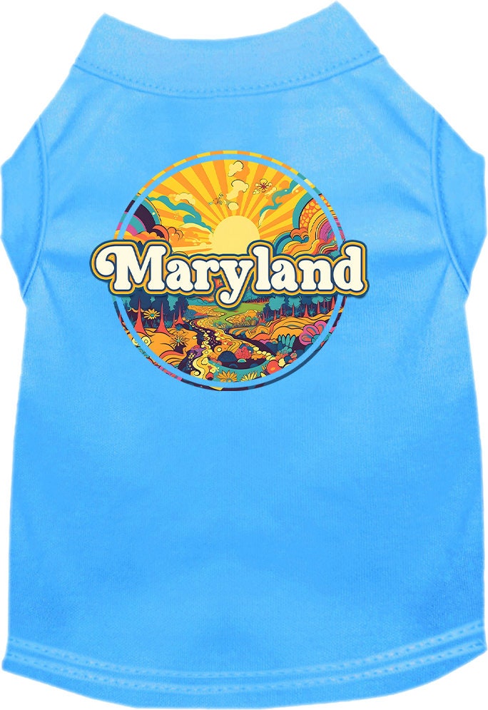 Pet Dog & Cat Screen Printed Shirt, "Maryland Trippy Peaks"