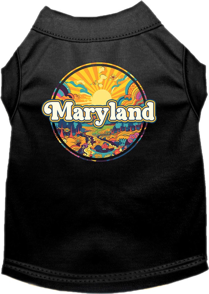 Pet Dog & Cat Screen Printed Shirt, "Maryland Trippy Peaks"