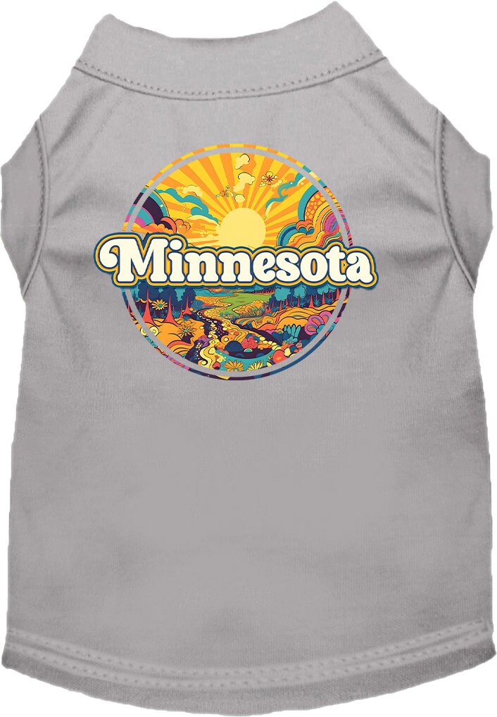 Pet Dog & Cat Screen Printed Shirt, "Minnesota Trippy Peaks"