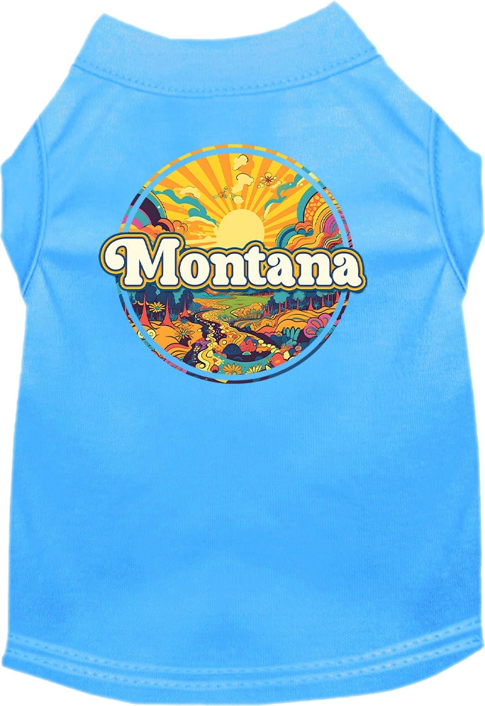 Pet Dog & Cat Screen Printed Shirt, "Montana Trippy Peaks"