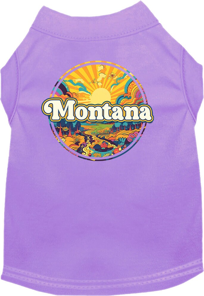 Pet Dog & Cat Screen Printed Shirt, "Montana Trippy Peaks"