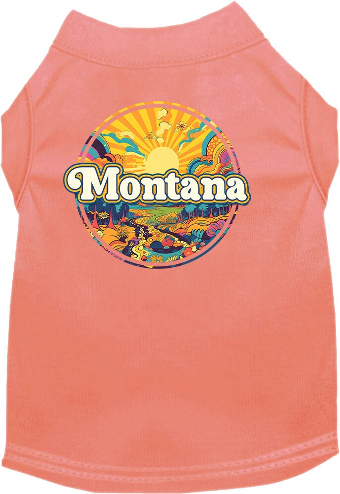 Pet Dog & Cat Screen Printed Shirt, "Montana Trippy Peaks"