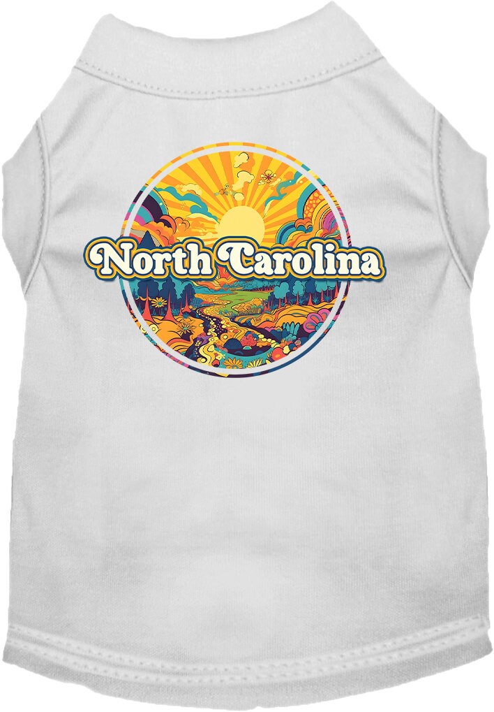 Pet Dog & Cat Screen Printed Shirt, "North Carolina Trippy Peaks"