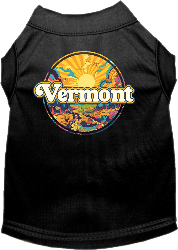 Pet Dog & Cat Screen Printed Shirt, "Vermont Trippy Peaks"