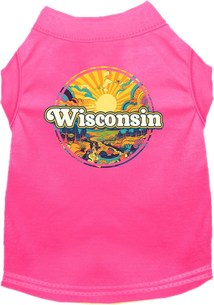 Pet Dog & Cat Screen Printed Shirt, "Wisconsin Trippy Peaks"