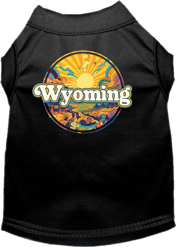 Pet Dog & Cat Screen Printed Shirt, "Wyoming Trippy Peaks"