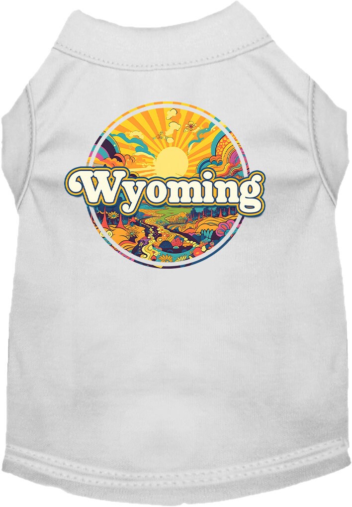 Pet Dog & Cat Screen Printed Shirt, "Wyoming Trippy Peaks"