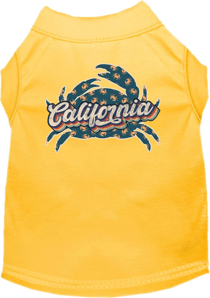 Pet Dog & Cat Screen Printed Shirt for Small to Medium Pets (Sizes XS-XL), "California Retro Crabs"