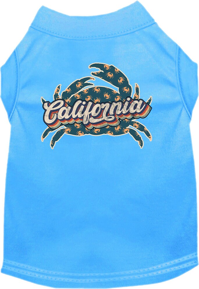 Pet Dog & Cat Screen Printed Shirt for Medium to Large Pets (Sizes 2XL-6XL), "California Retro Crabs"