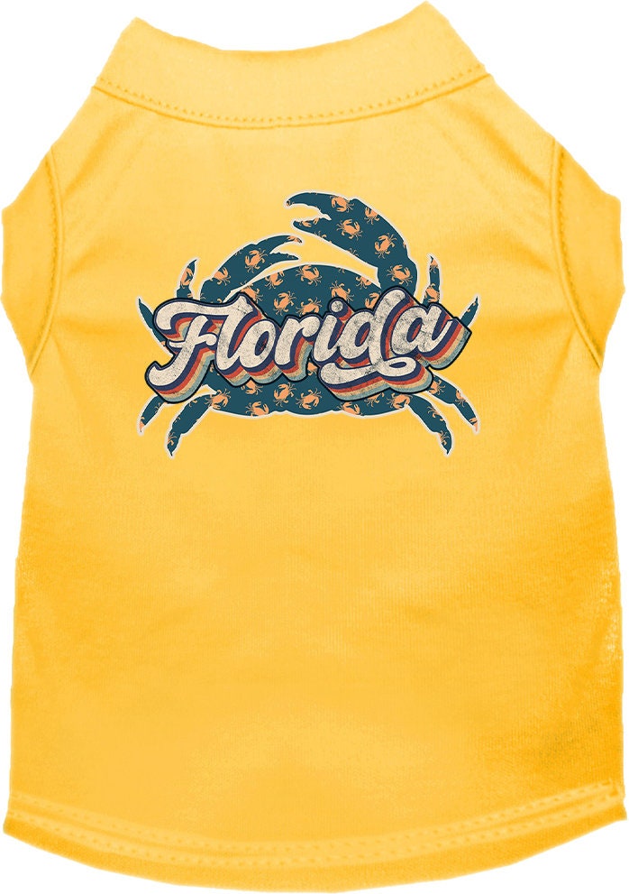 Pet Dog & Cat Screen Printed Shirt for Small to Medium Pets (Sizes XS-XL), "Florida Retro Crabs"