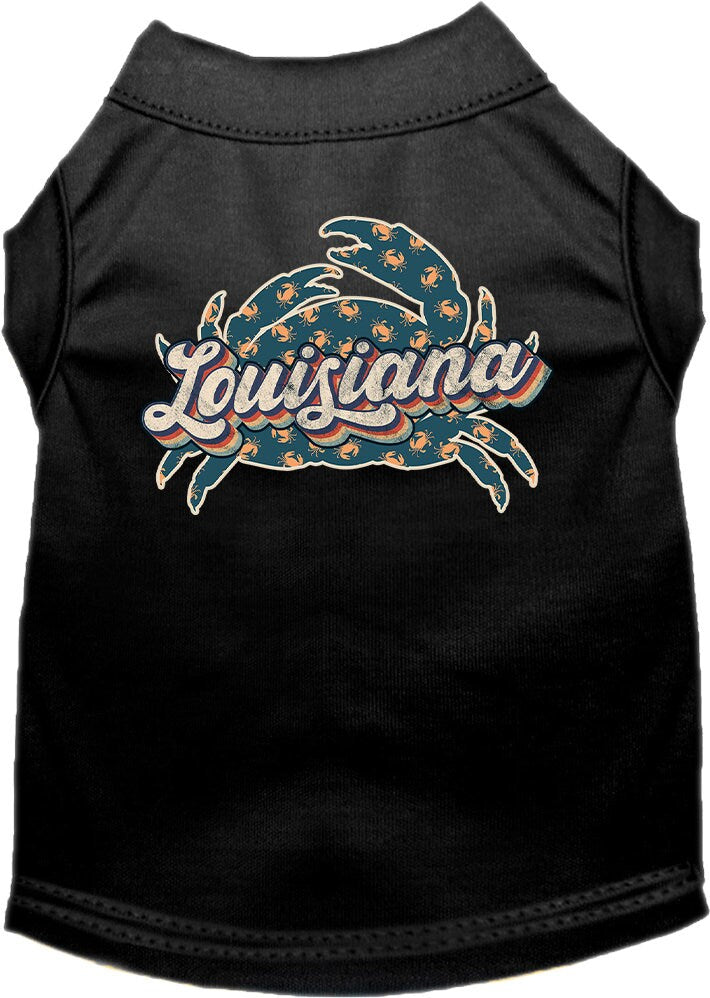 Pet Dog & Cat Screen Printed Shirt for Small to Medium Pets (Sizes XS-XL), "Louisiana Retro Crabs"