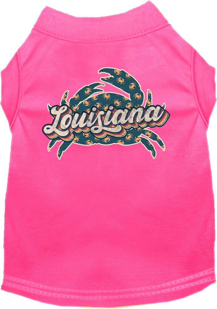 Pet Dog & Cat Screen Printed Shirt for Small to Medium Pets (Sizes XS-XL), "Louisiana Retro Crabs"