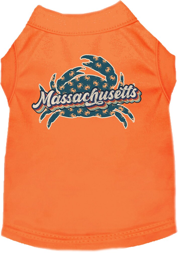 Pet Dog & Cat Screen Printed Shirt for Small to Medium Pets (Sizes XS-XL), "Massachusetts Retro Crabs"