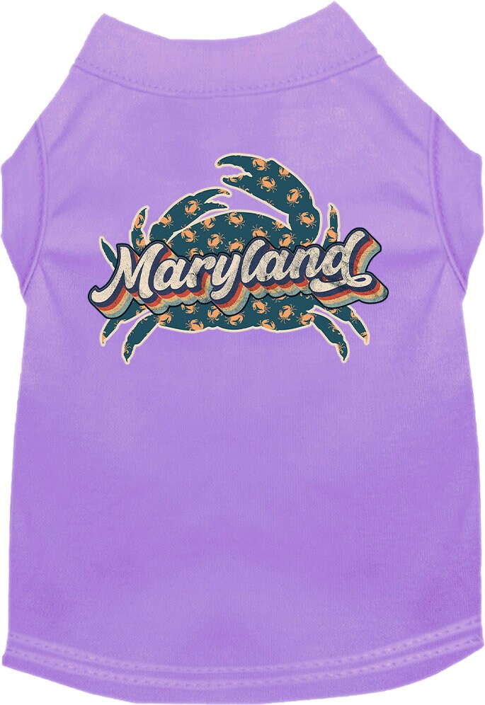 Pet Dog & Cat Screen Printed Shirt for Small to Medium Pets (Sizes XS-XL), "Maryland Retro Crabs"