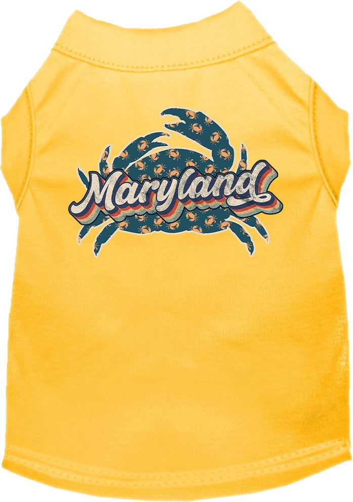 Pet Dog & Cat Screen Printed Shirt for Medium to Large Pets (Sizes 2XL-6XL), "Maryland Retro Crabs"