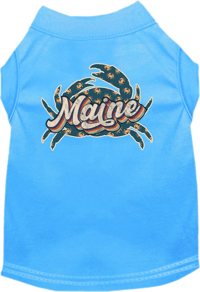 Pet Dog & Cat Screen Printed Shirt for Medium to Large Pets (Sizes 2XL-6XL), "Maine Retro Crabs"