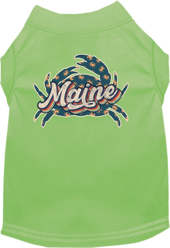 Pet Dog & Cat Screen Printed Shirt for Small to Medium Pets (Sizes XS-XL), "Maine Retro Crabs"