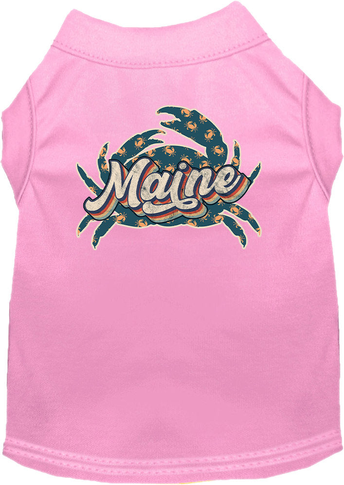 Pet Dog & Cat Screen Printed Shirt for Small to Medium Pets (Sizes XS-XL), "Maine Retro Crabs"