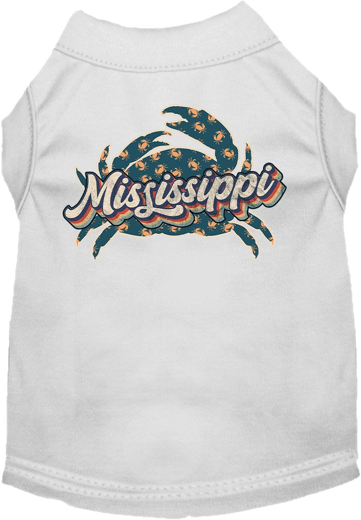 Pet Dog & Cat Screen Printed Shirt for Small to Medium Pets (Sizes XS-XL), "Mississippi Retro Crabs"