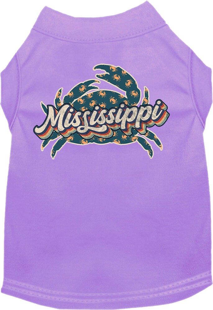 Pet Dog & Cat Screen Printed Shirt for Small to Medium Pets (Sizes XS-XL), "Mississippi Retro Crabs"