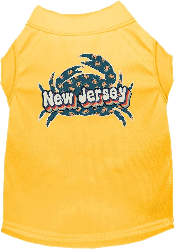 Pet Dog & Cat Screen Printed Shirt for Small to Medium Pets (Sizes XS-XL), "New Jersey Retro Crabs"