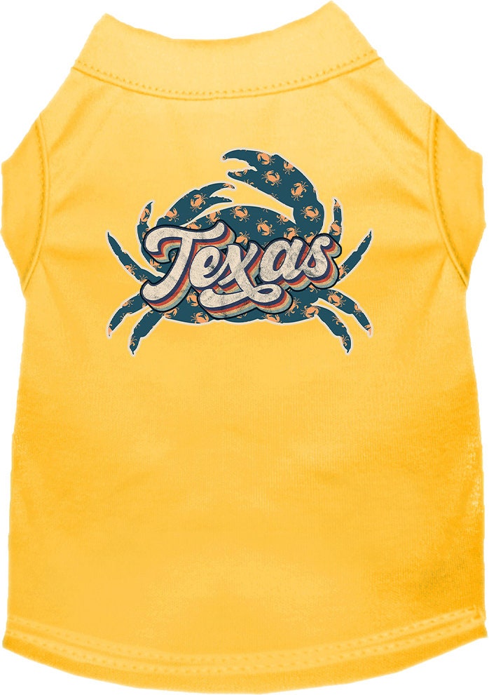 Pet Dog & Cat Screen Printed Shirt for Small to Medium Pets (Sizes XS-XL), "Texas Retro Crabs"