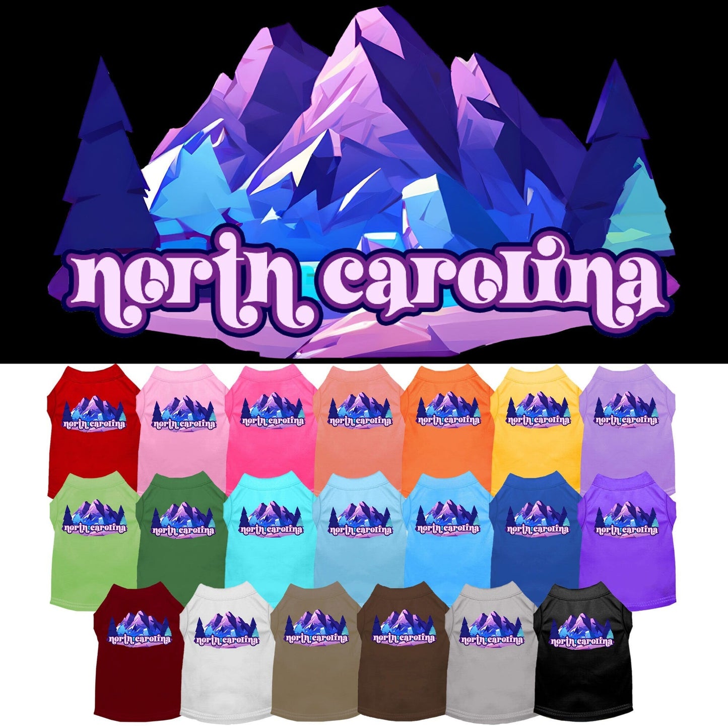 Pet Dog & Cat Screen Printed Shirt, "North Carolina Alpine Pawscape"