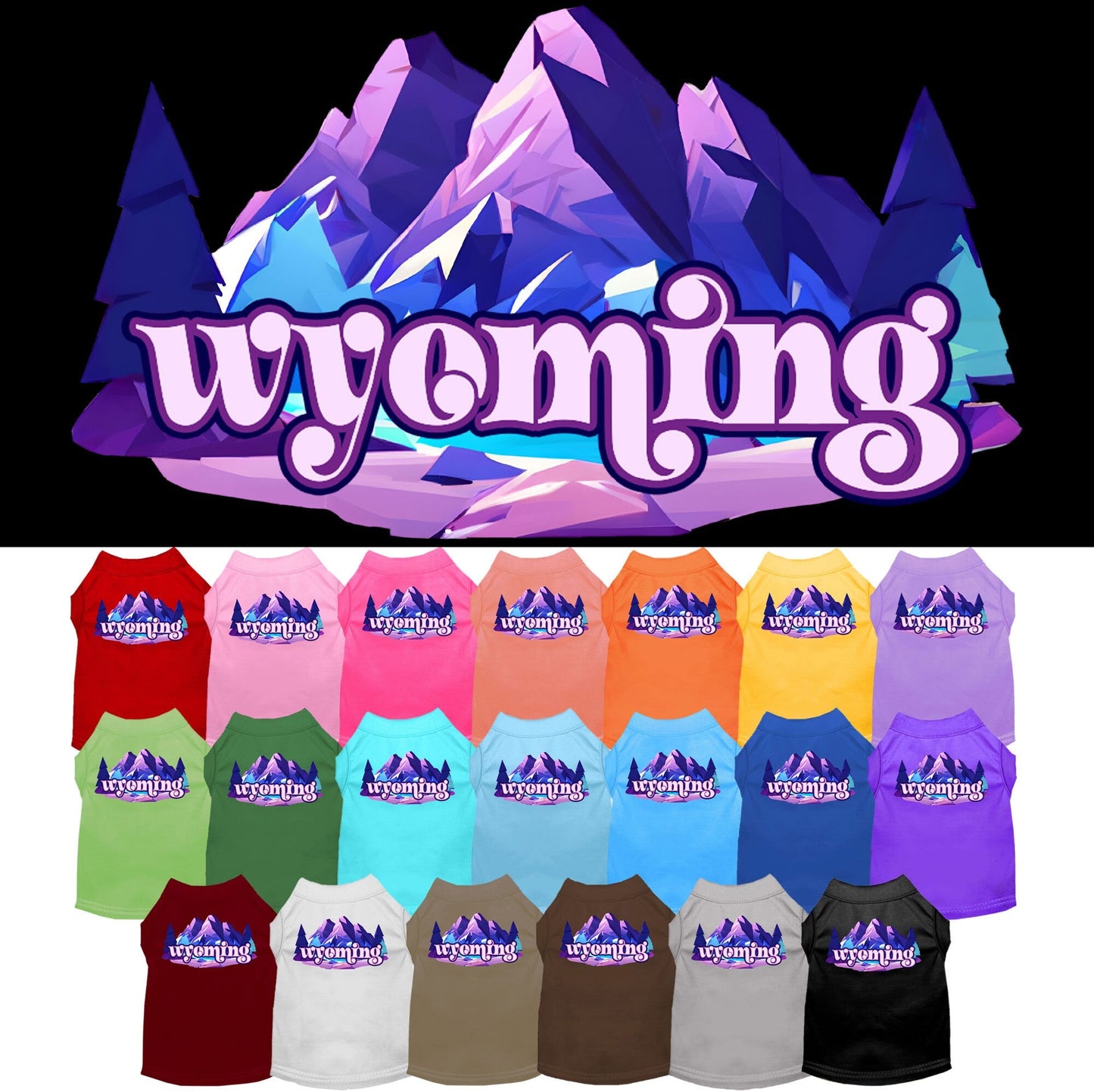 Pet Dog & Cat Screen Printed Shirt, "Wyoming Alpine Pawscape"