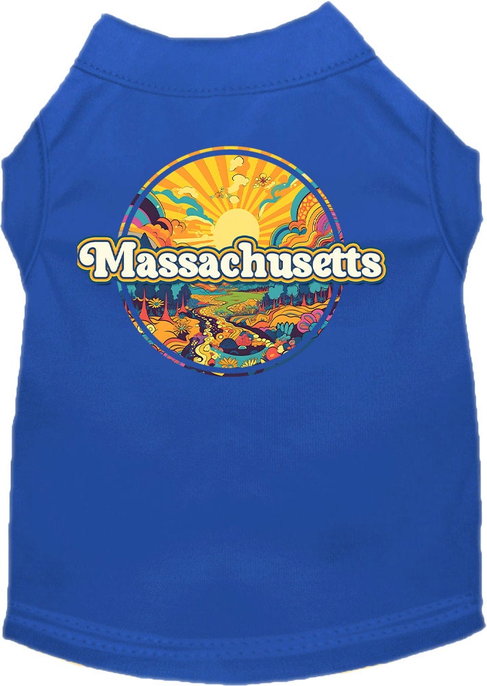 Pet Dog & Cat Screen Printed Shirt, "Massachusetts Trippy Peaks"