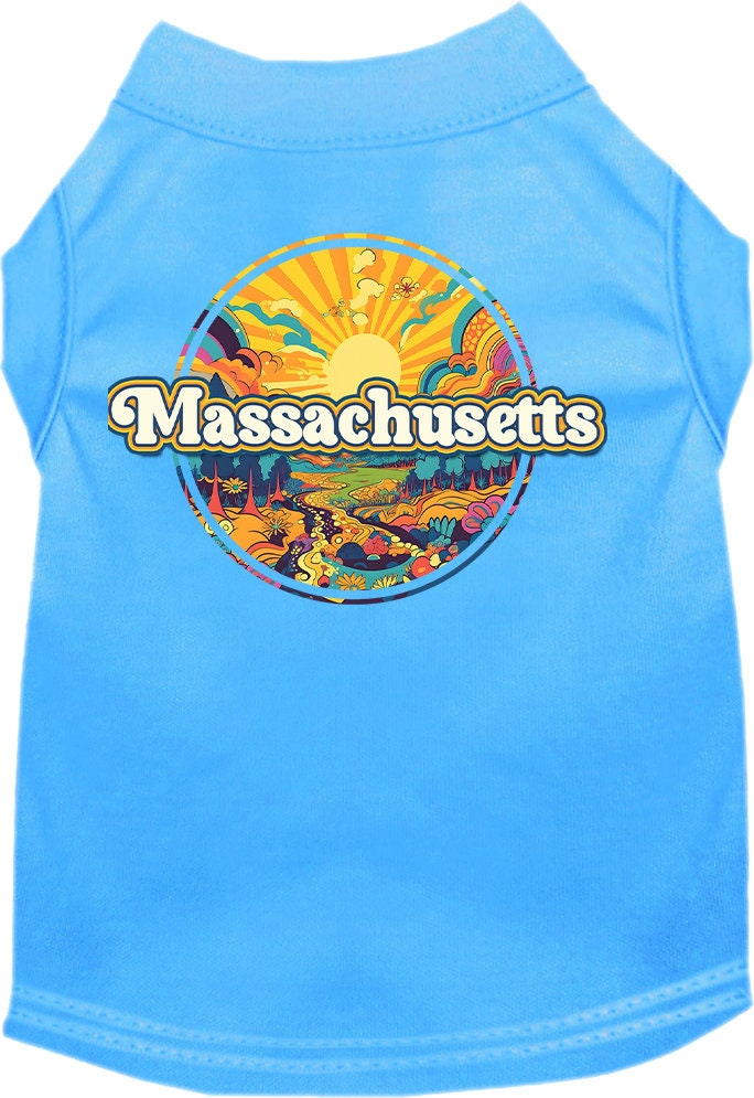 Pet Dog & Cat Screen Printed Shirt, "Massachusetts Trippy Peaks"