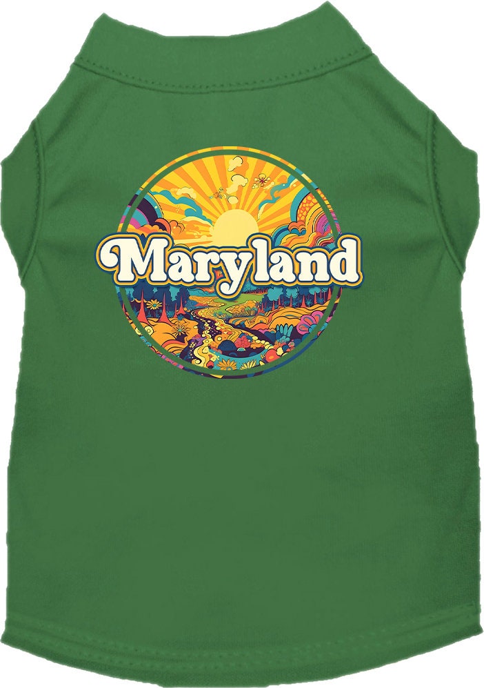 Pet Dog & Cat Screen Printed Shirt, "Maryland Trippy Peaks"