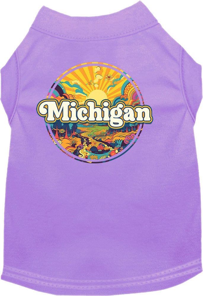 Pet Dog & Cat Screen Printed Shirt, "Michigan Trippy Peaks"