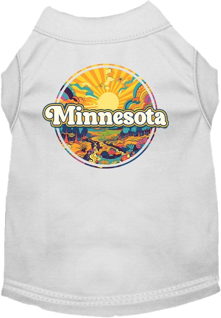 Pet Dog & Cat Screen Printed Shirt, "Minnesota Trippy Peaks"