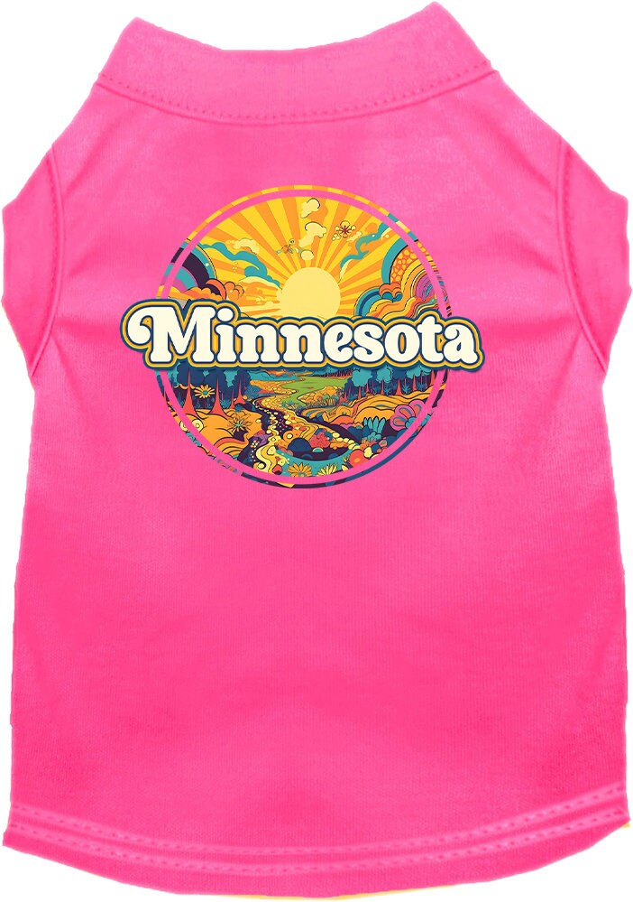 Pet Dog & Cat Screen Printed Shirt, "Minnesota Trippy Peaks"