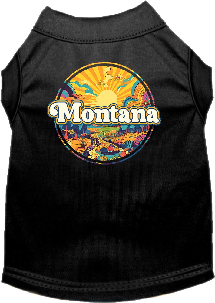 Pet Dog & Cat Screen Printed Shirt, "Montana Trippy Peaks"