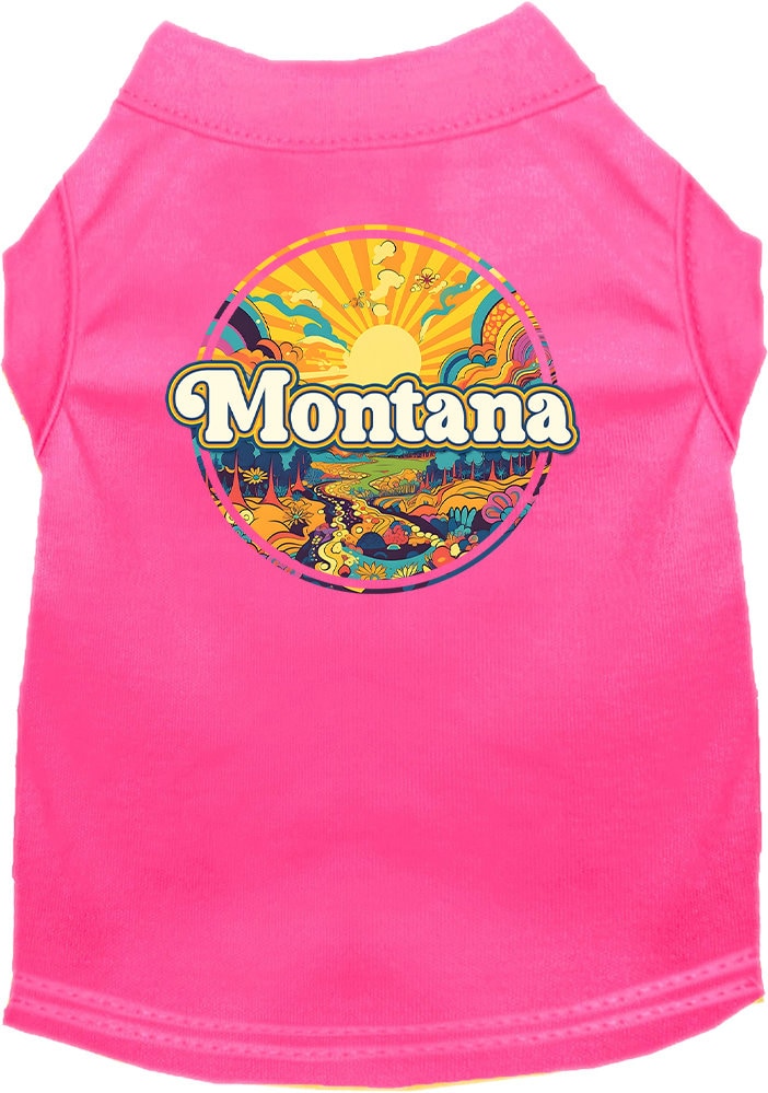 Pet Dog & Cat Screen Printed Shirt, "Montana Trippy Peaks"