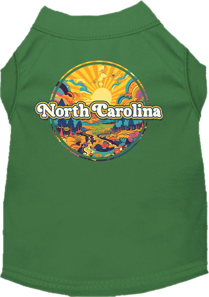 Pet Dog & Cat Screen Printed Shirt, "North Carolina Trippy Peaks"