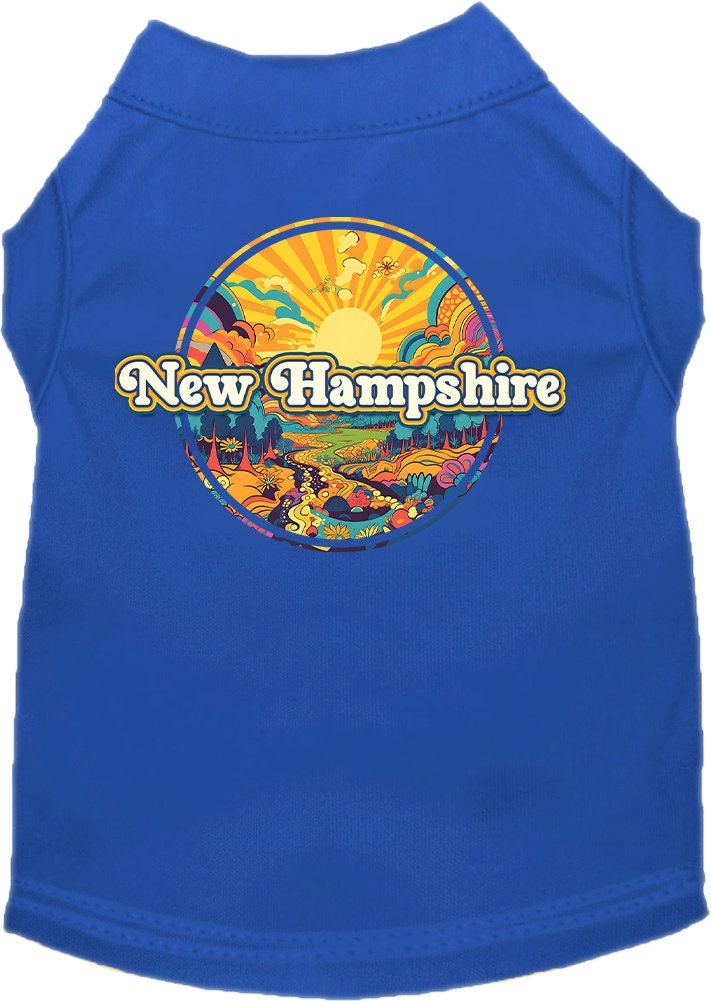 Pet Dog & Cat Screen Printed Shirt, "New Hampshire Trippy Peaks"