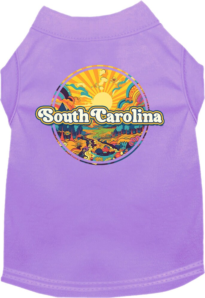 Pet Dog & Cat Screen Printed Shirt, "South Carolina Trippy Peaks"