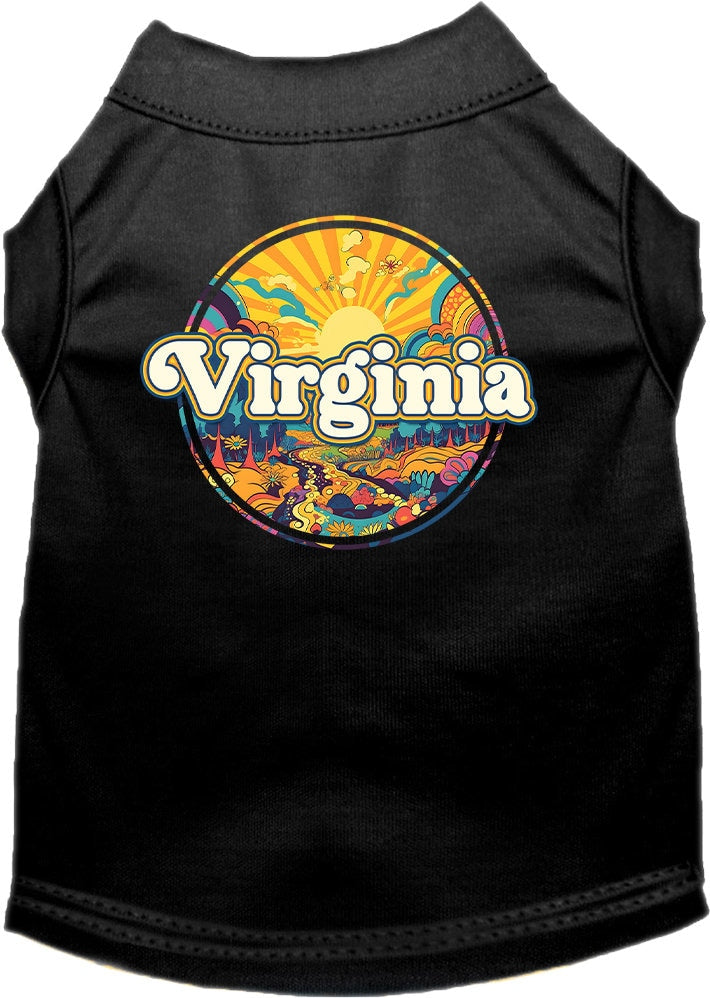 Pet Dog & Cat Screen Printed Shirt, "Virginia Trippy Peaks"