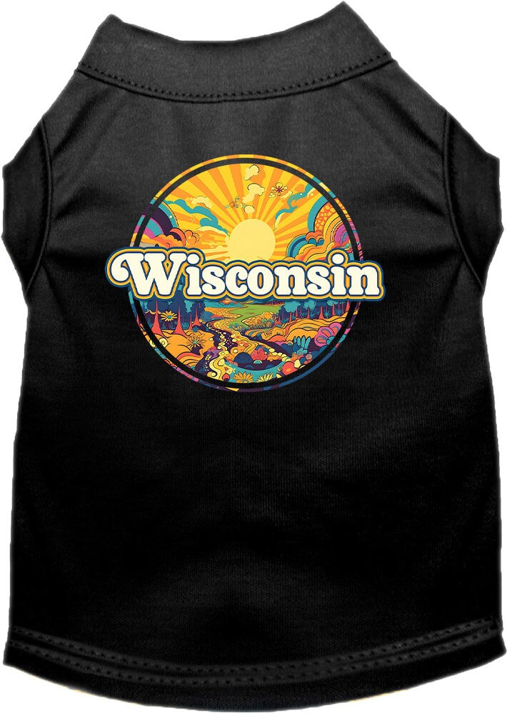 Pet Dog & Cat Screen Printed Shirt, "Wisconsin Trippy Peaks"