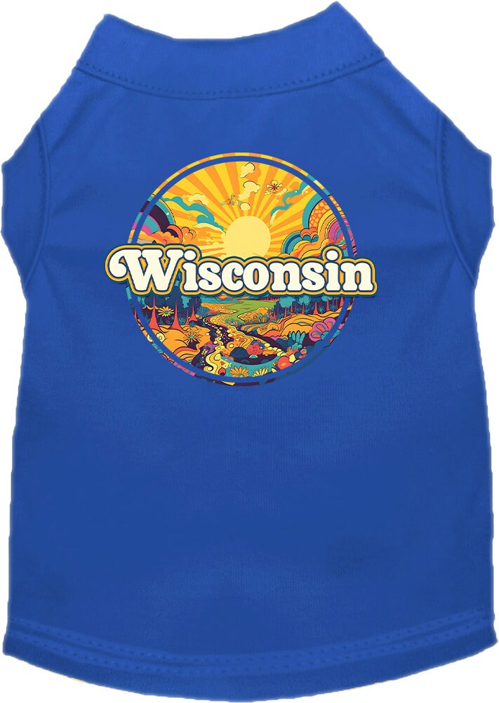 Pet Dog & Cat Screen Printed Shirt, "Wisconsin Trippy Peaks"