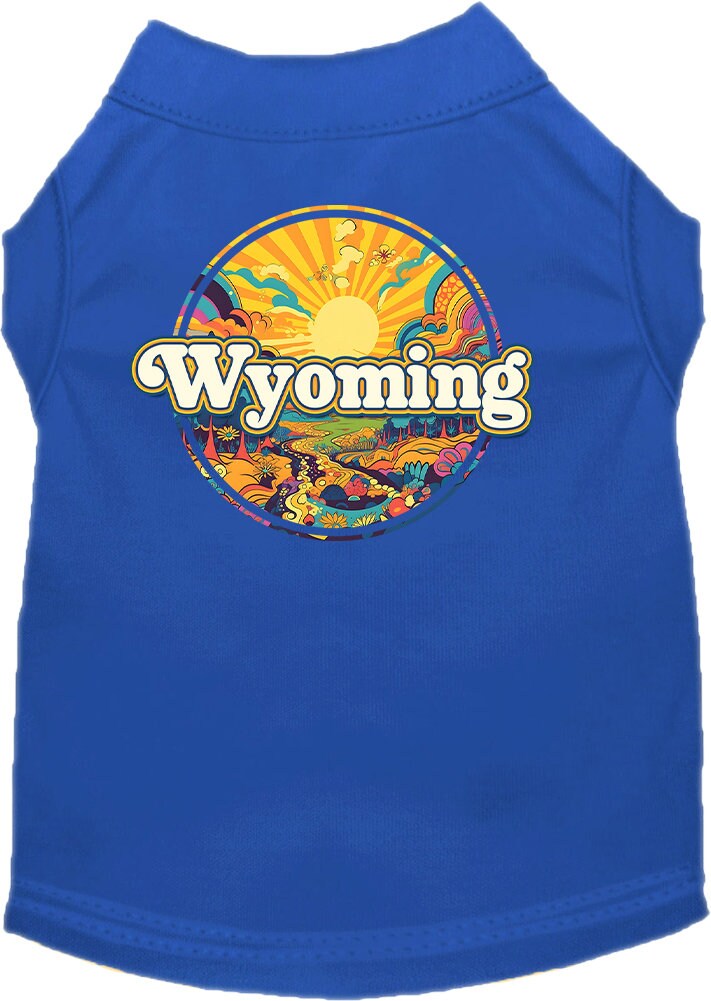 Pet Dog & Cat Screen Printed Shirt, "Wyoming Trippy Peaks"